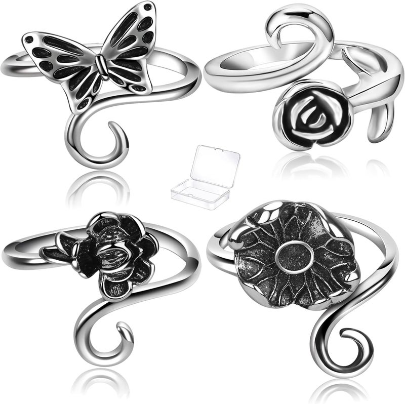 Hotlea Store 4 Pieces Crochet Ring for Finger Adjustable Yarn Tension Rings for Crocheting Yarn Guide Knitting Rings Crochet Tools - Image 1